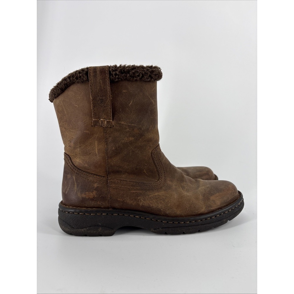 Ariat Boots Women's 8.5 B Brown Nubeck Paddock Faux Fur Barn Bootie Ankle